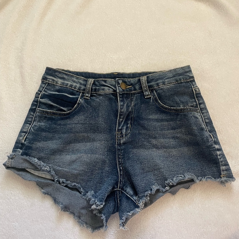 SHEIN Blue Jean Shorts High-Waisted Distressed